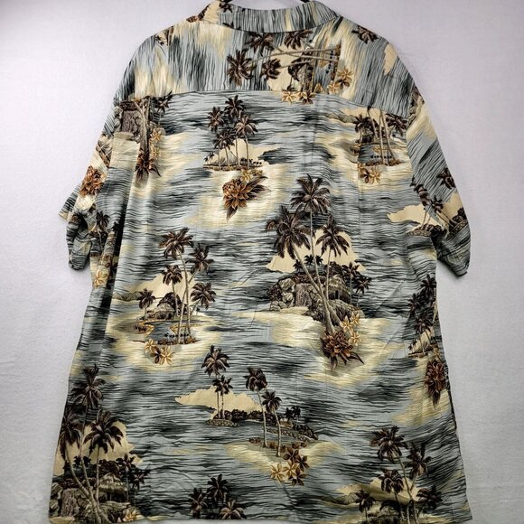 CAMPIA Moda Mens Hawaiian Aloha Shirt XXL Palm Tree Print Short Sleeve - Picture 2 of 8